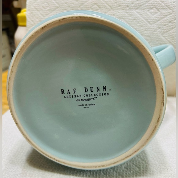 Rae Dunn SHOWER watering pitcher, mint unused condition. Pale blue, 6.5” tall. - Picture 5 of 5